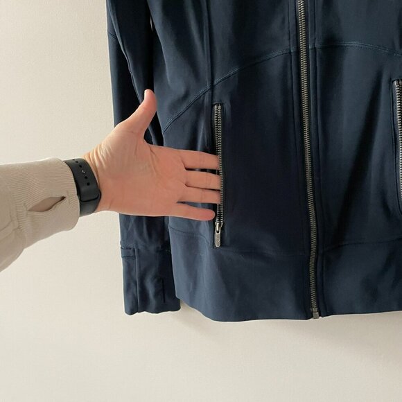Lululemon Contour Zip Up Mock Neck Activewear Jacket Nocturnal Teal Blue 6 - Picture 7 of 9
